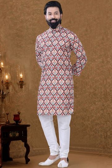 Multi Color Cotton Fabric Sangeet Wear Adroit Kurta Pyjama