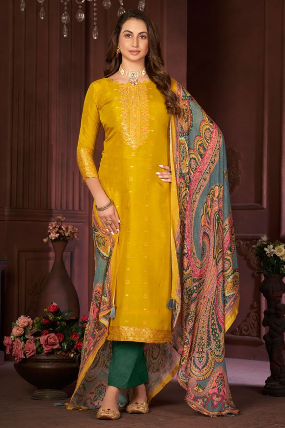 Buy Glorious Yellow color Georgette Salwar suit | keerramnx