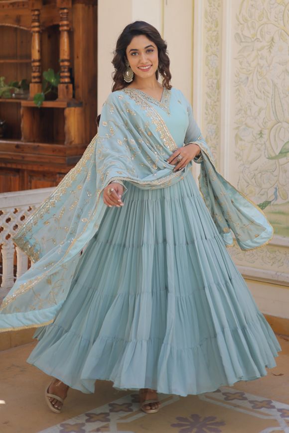 Meera 2040-2041 Gulzar Georgette Gown Dupatta Set – Kavya Style Plus