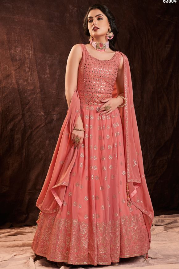 Buy HALFSAREE STUDIO Gajari Banarasi silk Zari Woven Gown with Dupatta  Online at Best Prices in India - JioMart.