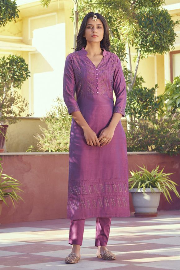Buy Off White And Pink Casual Wear Readymade Kurti With Bottom  Party Wear  Kurtis
